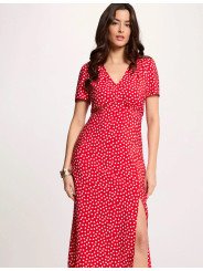 Vestido midi con cuello en V