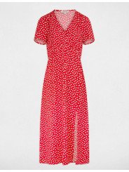 Vestido midi con cuello en V