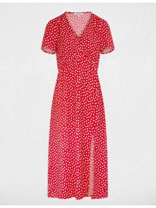 Vestido midi con cuello en V