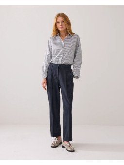Pantalón con goma raya diplomática gris