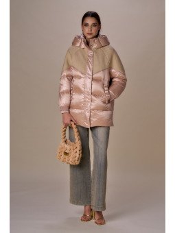 Plumífero de plumón con cinta y punto