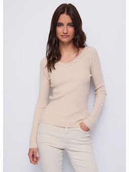 Jersey de hilo con perlas