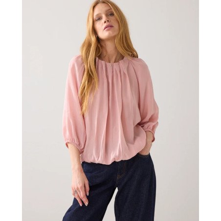 Camisa con escote plisado