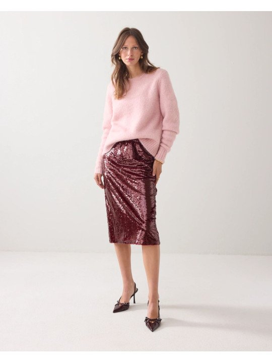 Falda midi con lentejuelas