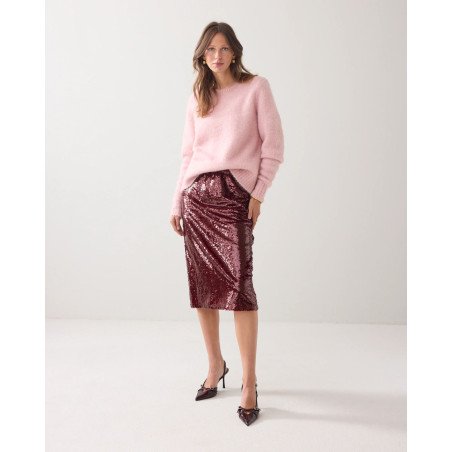 Falda midi con lentejuelas