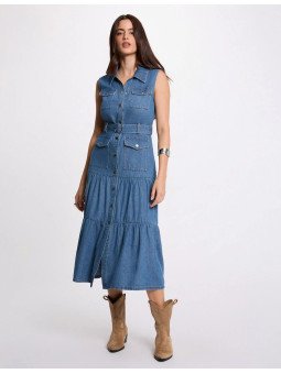 Vestido largo recto vaquero