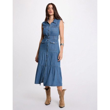 Vestido largo recto vaquero