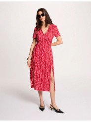 Vestido midi con cuello en V