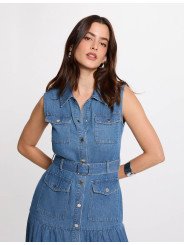 Vestido largo recto vaquero