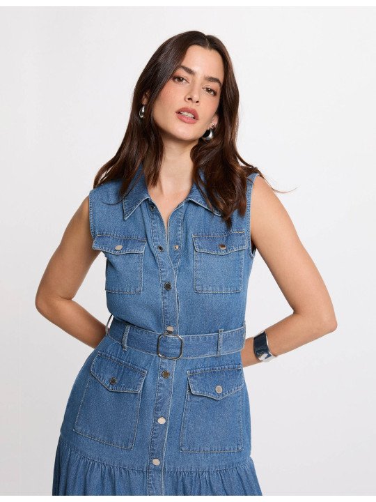 Vestido largo recto vaquero