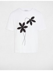 Camiseta cuello redondo con flor