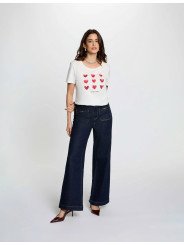 Camiseta corazones manga corta