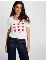 Camiseta corazones manga corta