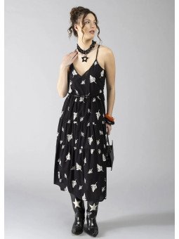 Vestido largo con hojas