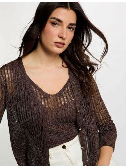 Chaqueta calada manga larga