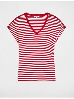 Camiseta de rayas con cuello V