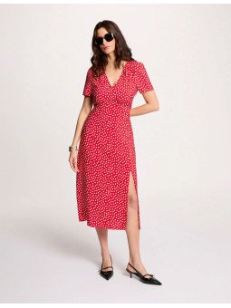 Vestido midi con cuello en V